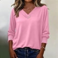 thumbnail image 2 of CONZONE Womens Summer T-Shirts 3/4 Sleeve T Shirts for Women Casual Crew Neck Solid Color Lightweight Tees Soft Cozy Dailywear, 2 of 4