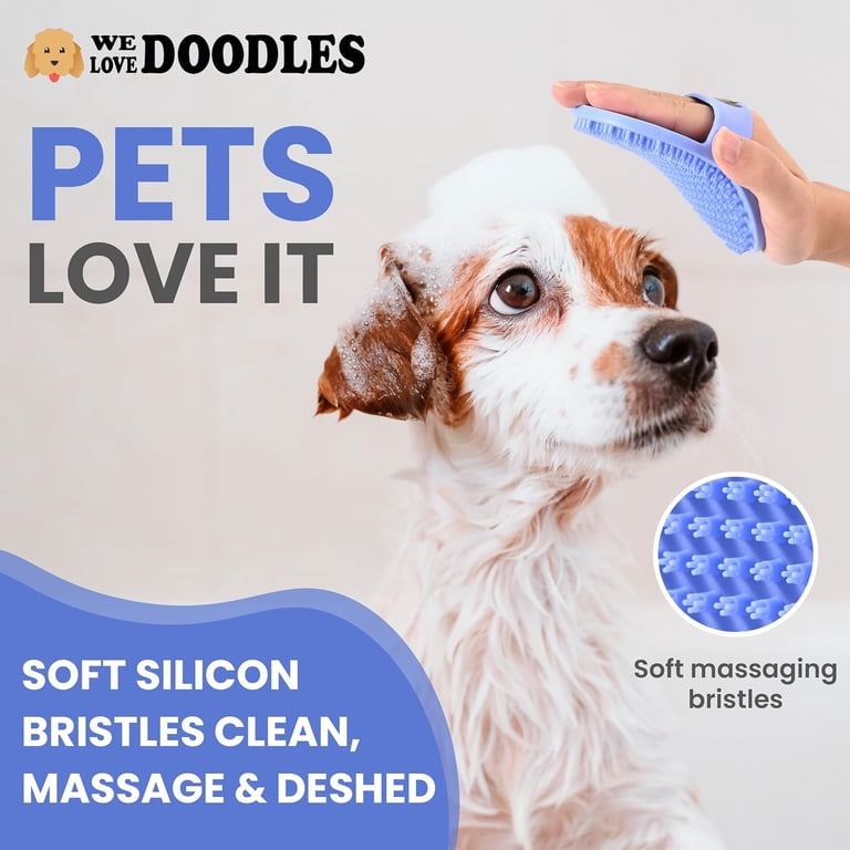 We Love Doodles Dog Grooming Bath Brush, Rubber Bath Scrubber photo 2