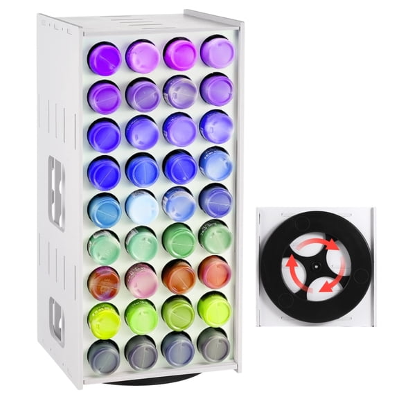 72 Holes Craft Paint Organizer, Spinning Paint Storage Rack, Space-Saving Vertical Paint Storage Tower, Paint Storage Holder Desktop Stand for 72 Bottles of 2 oz Acrylic Paint