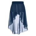 thumbnail image 1 of RUNQHUI Kids Girls Ballet Dance Performance Irregular Hem Chiffon Solid Color Skirt Navy Blue 10, 1 of 7