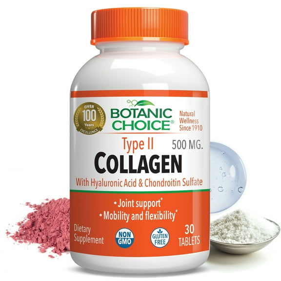 Botanic Choice Type II Collagen Tablets 500 mg. Beauty Dietary Supplement, 30 tablets
