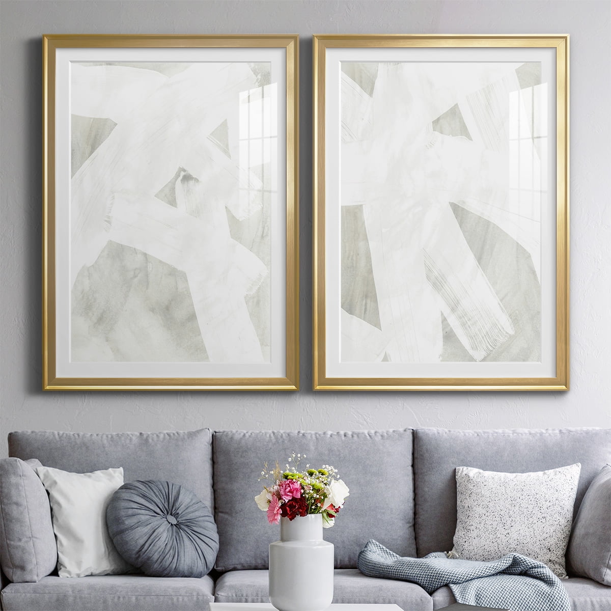 Wexford Home Stone Brush I Premium Framed Print, 26.5" x 36.5" - Ready to Hang, Gold (Set of 2)