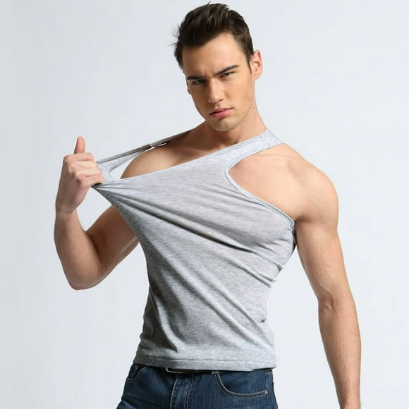 TFETTER Men's Underwear Cotton Tank Top Men High Quality Bodybuilding Singlet Sleeveless Slim Fit Vest Men Tank Tops Gray XL