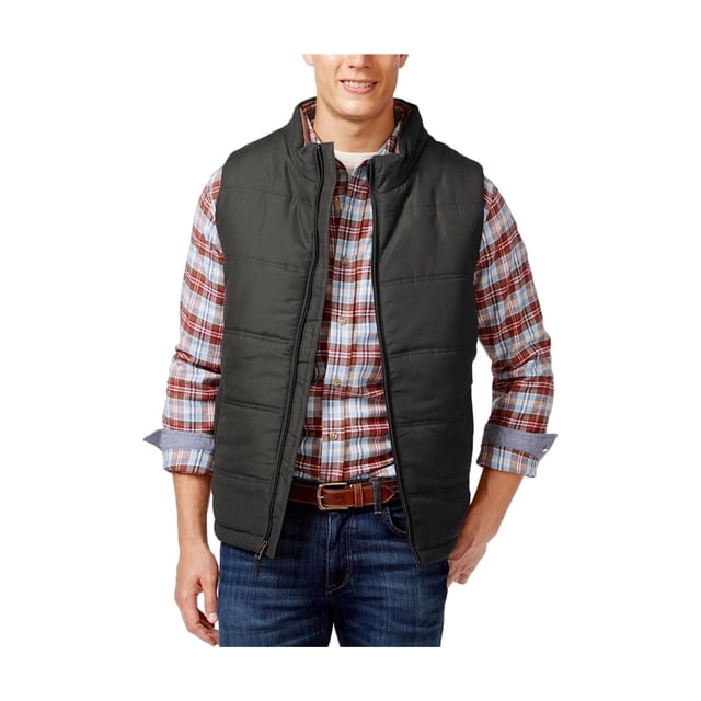 Chaleco acolchada sólido vintage resistente a la intemperie para hombre, marrón, extragrande