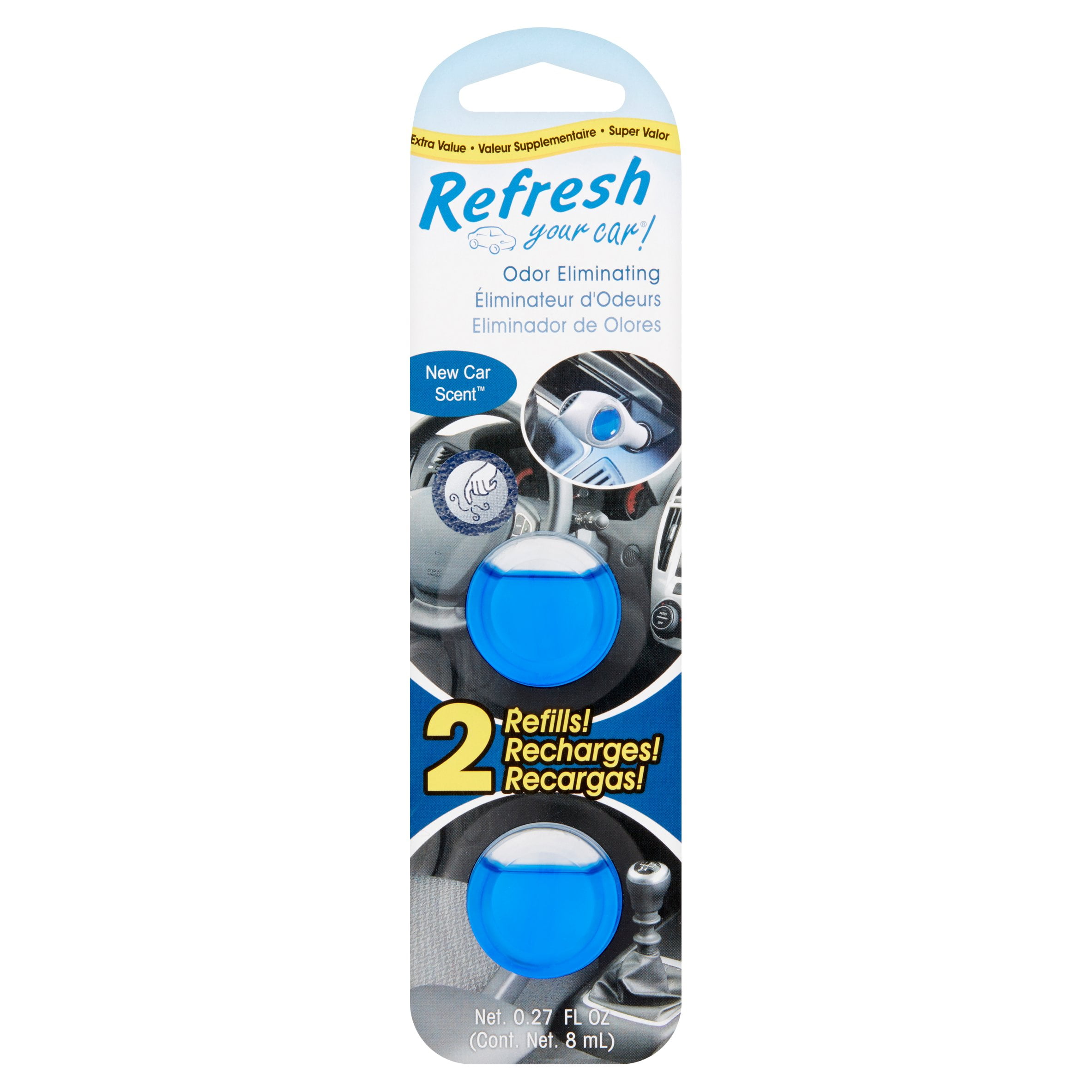 Refresh Your Car! New Car Scent Air Freshener Refill, 0.27 Fl. Oz., 2 Count Refresh Your Car! New Car Scent Air Freshener Refill, 0.27 Fl. Oz., 2 Count