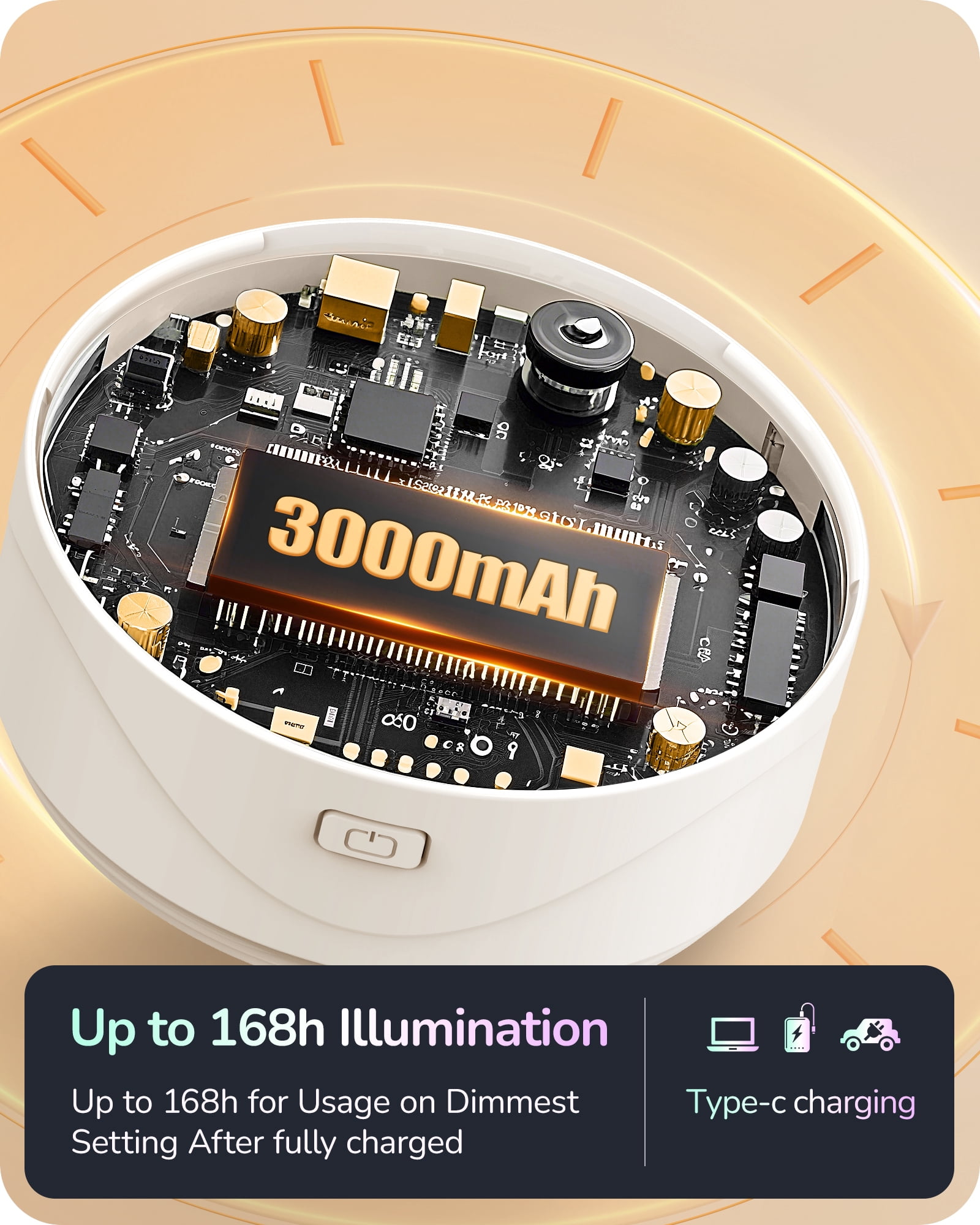 EDISHINE Rechargeable Light Bulb with Remote Control, 3000mAh Battery Operated Light Bulb, 2 Timer 12 Colors Selectable E26 350LM, Detachable LED Light Bulbs for Wall Sconces, Emergency Use
