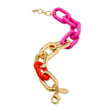 Scoop Women’s Pink and Orange Resin with 14K Gold Flash-Plated Chain Link Bracelet