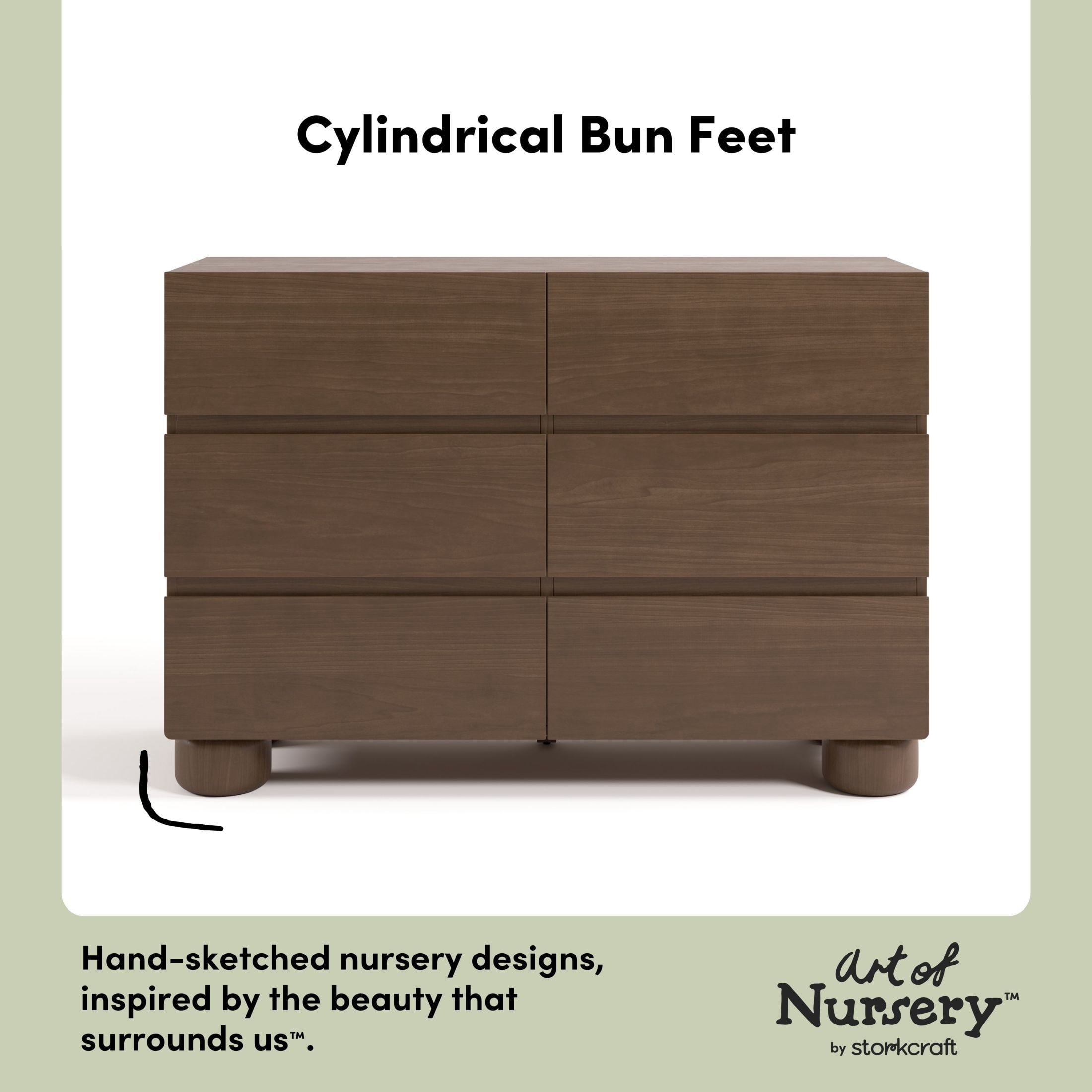 Art of Nursery by Storkcraft Sorrento 6 Drawer Dresser - Hazelnut