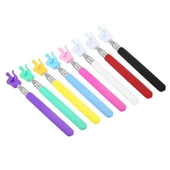 Uxcell Telescopic Teachers Pointer Stick, 8 Pcs Classroom Hand Finger Pointer, 8 Colors