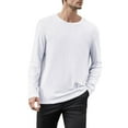 thumbnail image 2 of Mens T-Shirts Autumn Winter Solid Color Round Neck Long Sleeve Loose Casual Tops Tshirts Holiday Wear, 2 of 6