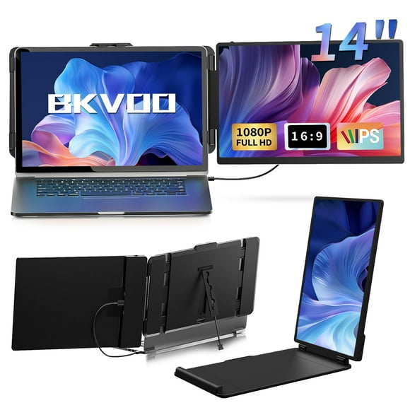 Extensor de pantalla portátil BKVOO de 14 pulgadas, doble portátil 1080P FHD