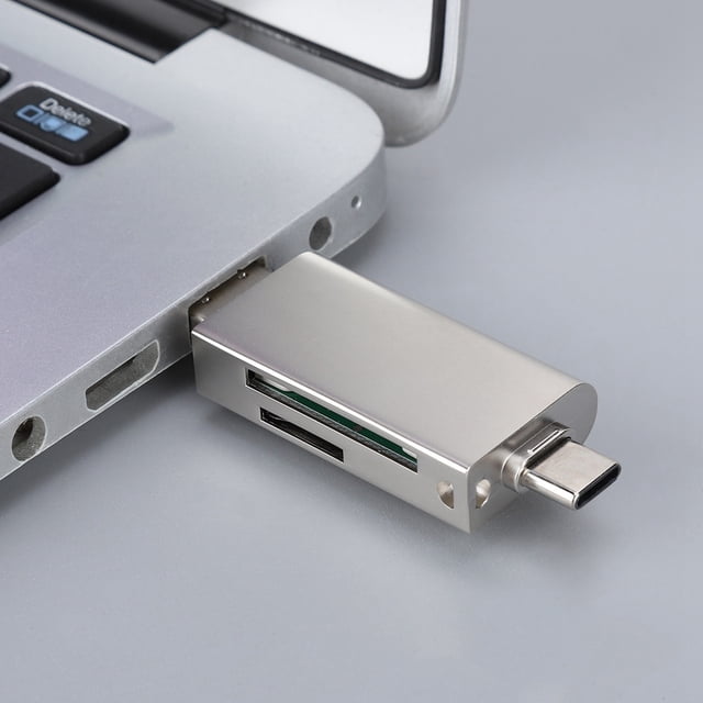 Lector de tarjetas tipo C 2 en 1 para tarjetas SD/TF/Micro SD, adaptador USB OTG (dorado)