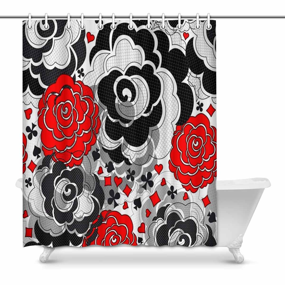 MKHERT black lace roses Bathroom Shower Curtain 60x72 inch Walmart