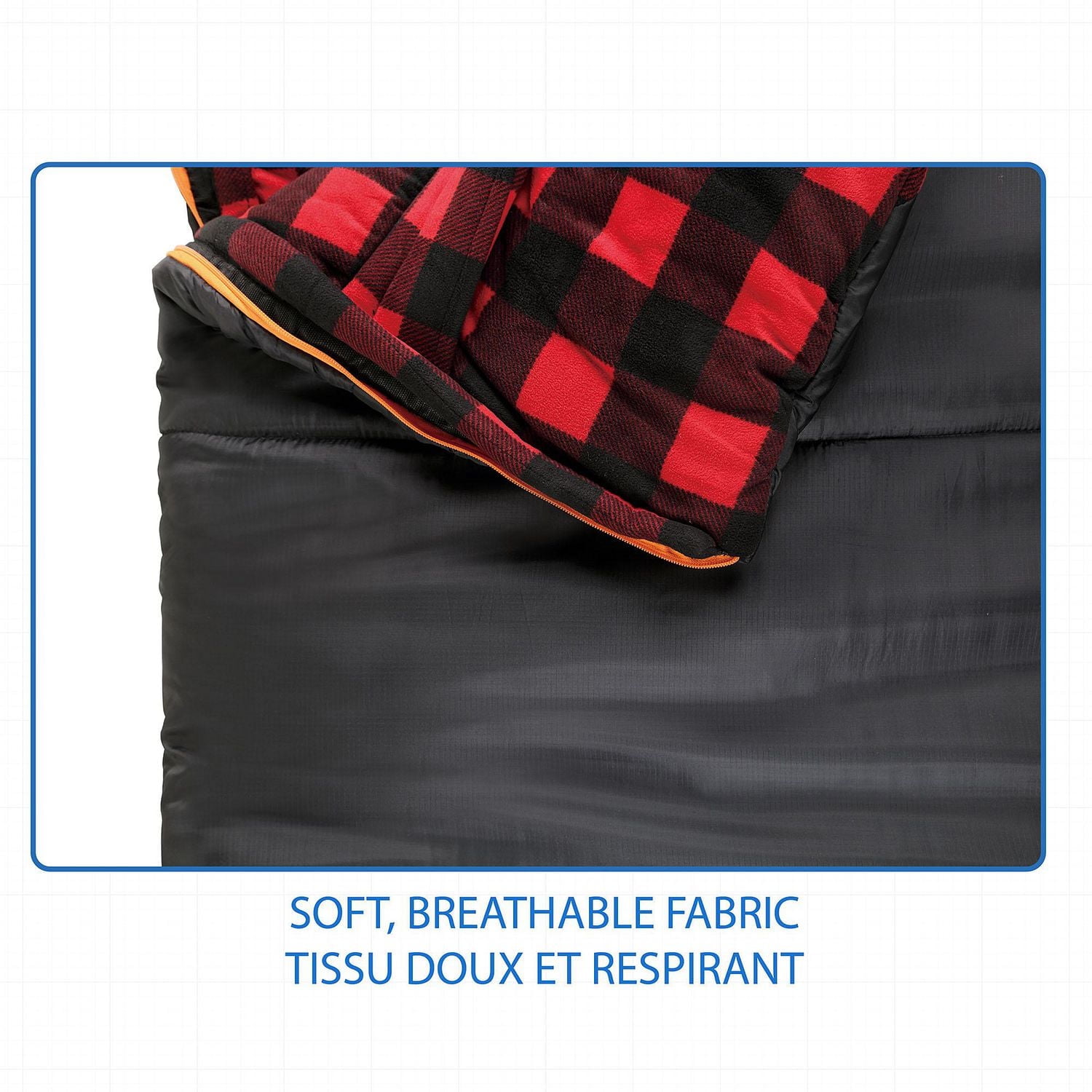 Sac de couchage Ozark Trail -10 °C, 216 cm (L) x 89 cm (l), température nominale +14 °F/-10 °C, extérieur en polyester, noir Sac de couchage