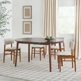 thumbnail image 3 of Walker Edison Mid-Century Solid Wood Oval Dining Table, Caramel, Walnut, 3 of 22