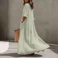 thumbnail image 4 of Vynhevius Womens Solid Ruffled Dress V Neck Bell Sleeve Button Down Flowy Maxi, 4 of 9