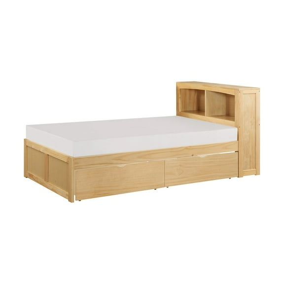 Lexicon Bartly Pine Twin Bookcase Bed with Storage Boxes in Natural Pine
