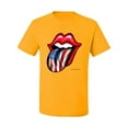 thumbnail image 2 of Wild Bobby, American Flag Lips Tongue Out, Men Graphic Tees, Gold, X-Large, 2 of 3