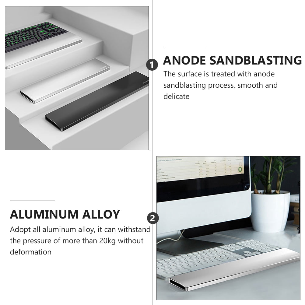 Supvox Aluminum Alloy Keyboard Wrist Rest Pad Ergonomic Design with Silicone Non Slip Base Silver
