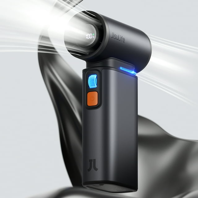 JISULIFE Ventilateur Turbo Portable - 100 Vitesses Réglables, 9000 mAh Rechargeable, Écran LED, Boîtier en Métal avec Accessoires