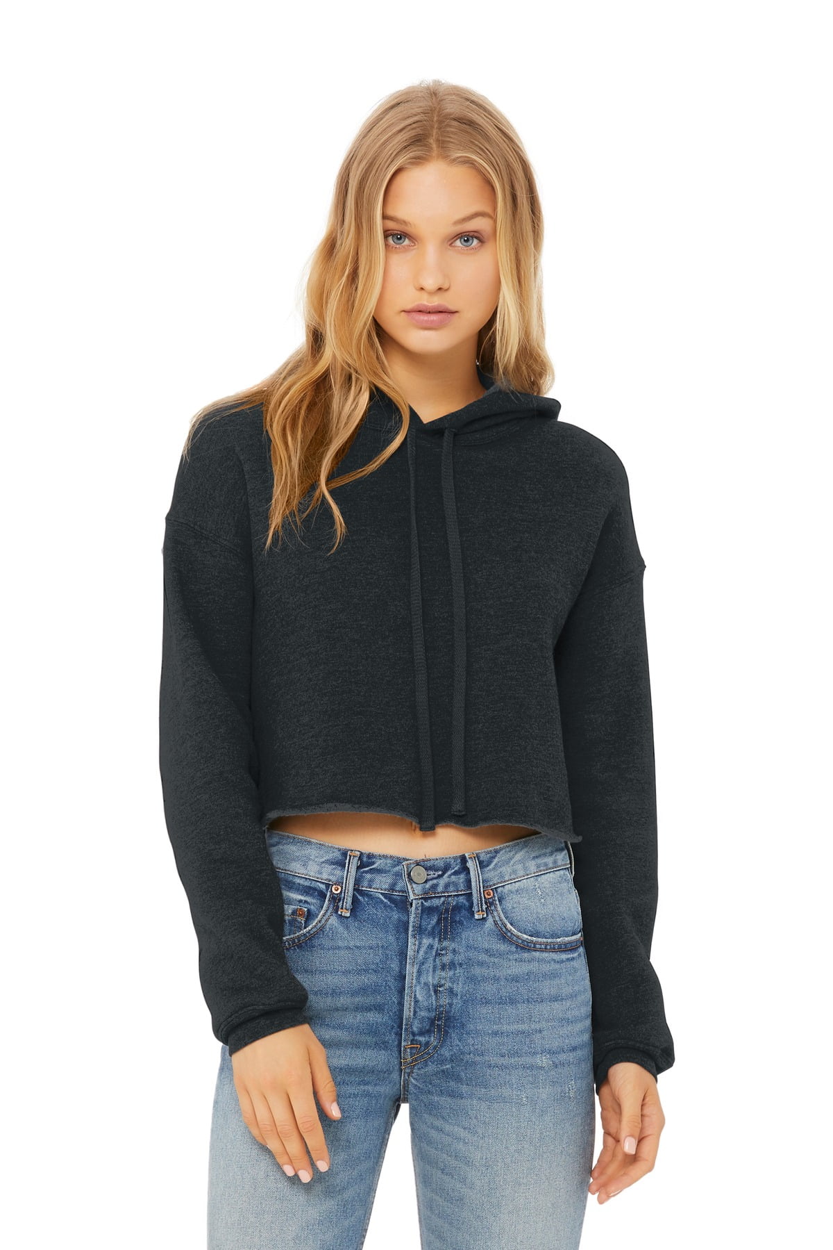Bella + Canvas B7502 Women's Cropped Fleece Hoodie Dark Grey Heather M