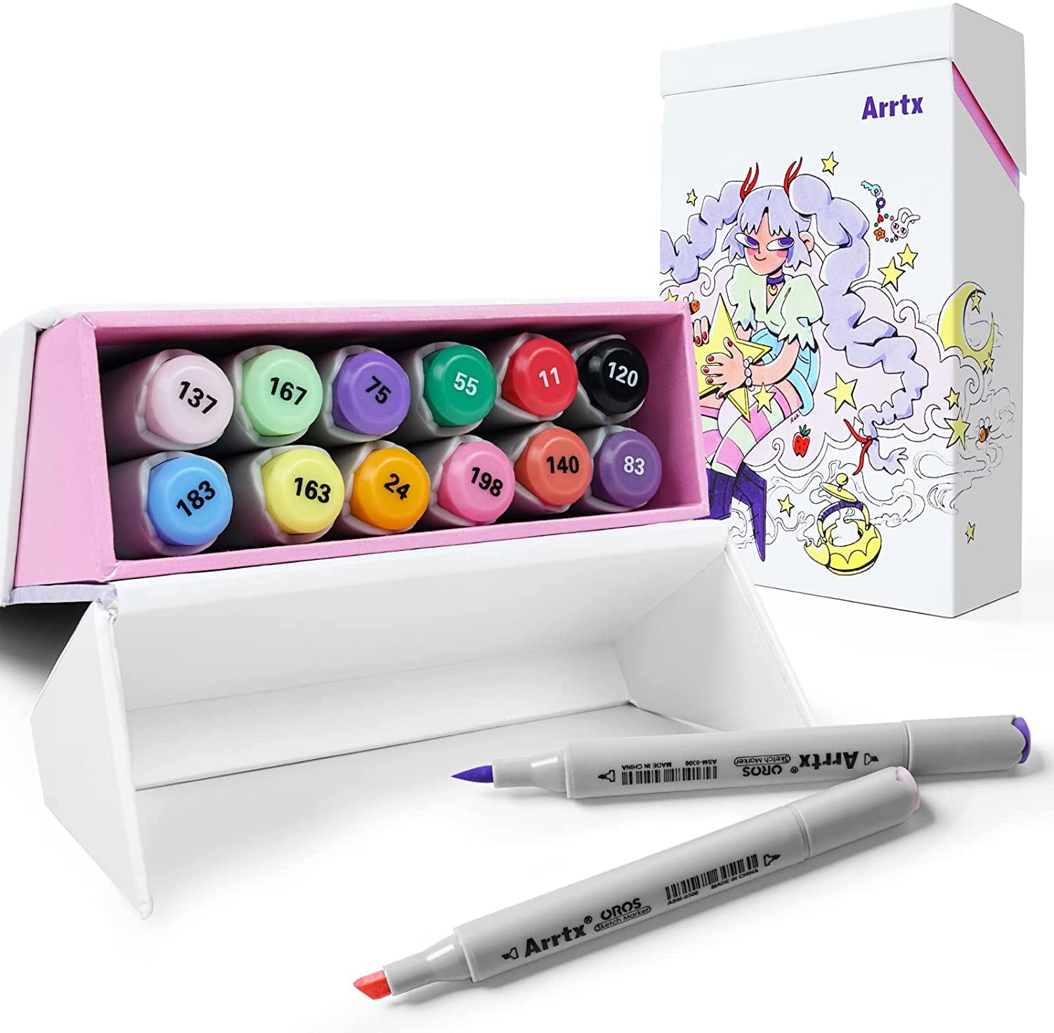 Arrtx Markers for Adult Coloring, 24 Floral Colors Dual Tip Permanent  Markers with Portable Gift Box, Professional Art Markers for Drawing  Sketching