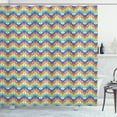 thumbnail image 1 of Psychedelic Shower Curtain, Retro Style Rainbow Chevron Ornament with Tribal Native Cultural Art Motifs, Fabric Bathroom Set with Hooks, 69W X 75L Inches Long, Multicolor, by Ambesonne, 1 of 3