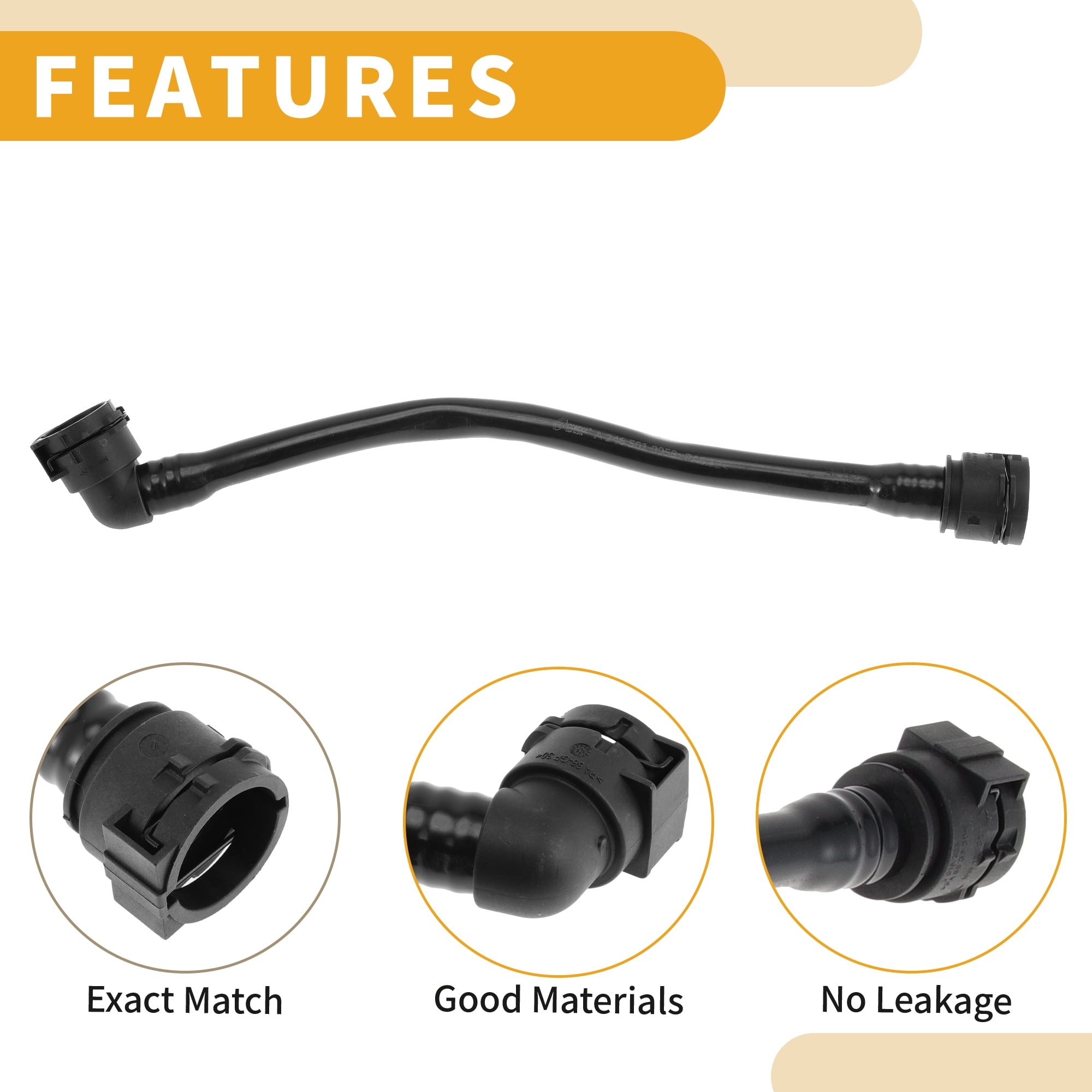 Unique Bargains Radiator Hose A2465010058 For Mercedes-Benz GLA250 2015-2020 Rubber Black