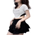 thumbnail image 3 of Women Cropped Tops Short Bare Navel Diamonds Letter Irregular Pullover, 3 of 7