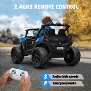 TOKTOO 24 Volt Ride on Toy for Big Kids, 24V Ride Ons with 4 Power EVA Wheels, 24V 2 Seater Battery Powered Ride on UTV Car, 4WD, 800W, 5.1 Mph, Kid Electric Car with Remote Control, Aged 3-8Y, Blue