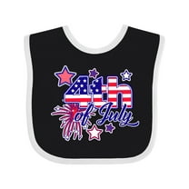 Inktastic 4th of July Fireworks Stars and American Flag Boys or Girls Baby Bib