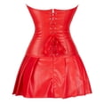 thumbnail image 3 of Lencería Steampunk de cuero para mujer, Top con tirantes en los hombros, disfraz de talla grande, Falda corta Sexy de cuero con cremallera, talla XXXL roja, 3 of 5