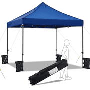 Topeakmart 10x10ft Commercial Pop-up Canopy with Wheeled Carry Bag and 4 Sand Bags Navy Blue