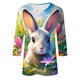 thumbnail image 5 of TaTaai Women's Easter Printed T Shirt 3/4 Sleeve Round Neck Casual Loose Fit Top Fashion Pullover Soft Comfortable Blouse for Spring Summer Daily Party Wear Gift, 5 of 5