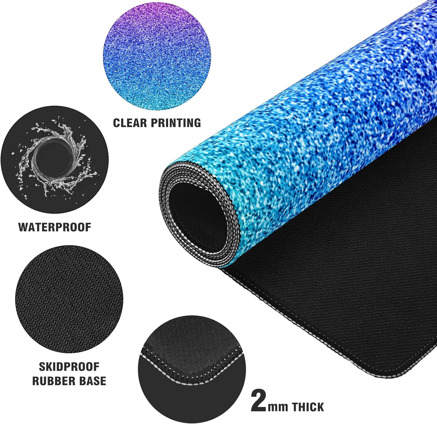 Rainbow Shine Glitter Desk Mat, Desk Accessory, Cute Workspace, Trendy Workspace, Trendy, 35.4x15.7in Large Gaming Mouse Pad, Cute Desk Topper, Pretty Desk Pad