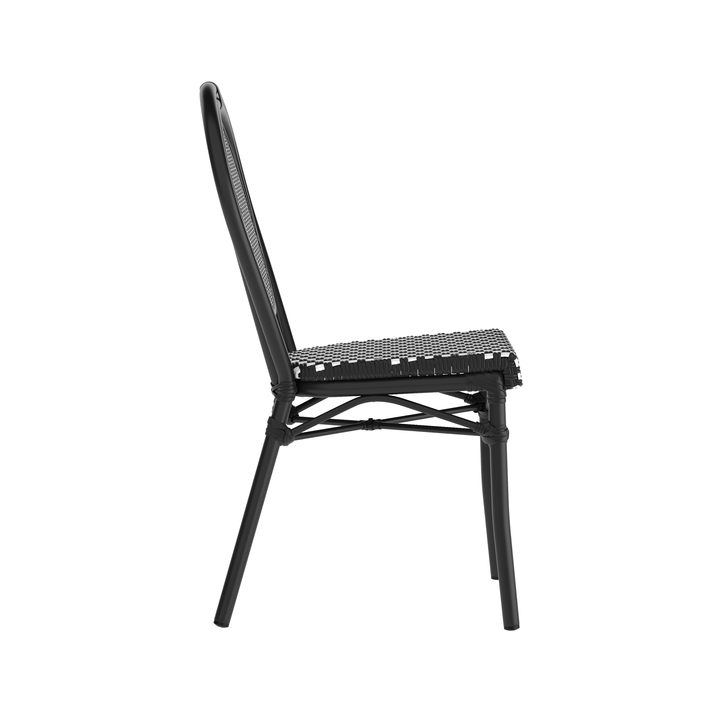 Flash Furniture Lourdes Indoor/Outdoor French Bistro Stacking Chair Black/White (SDA6422SBKWBK)