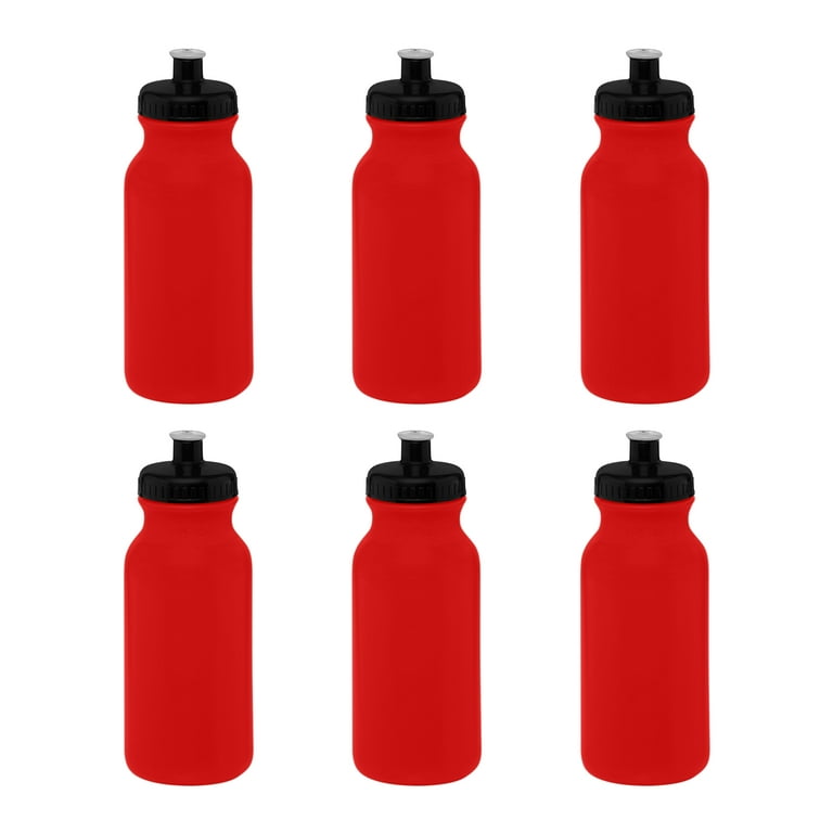 Water Bottle with Push Cap 20 oz. Set of 6, Bulk Pack - Reusable, Leak  Proof, Perfect for Gym, Hiking, Camping, Outdoor Sports - Red 
