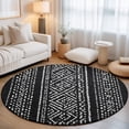 thumbnail image 2 of Round Rugs 4Ft, Boho Ethnic Round Area Rug Washable Indoor Throw Carpet, Black Tribal Abstract Motif Texture Soft Non Slip Circle Rug for Kitchen Nursery Room Home Decor Aesthetic, 2 of 8