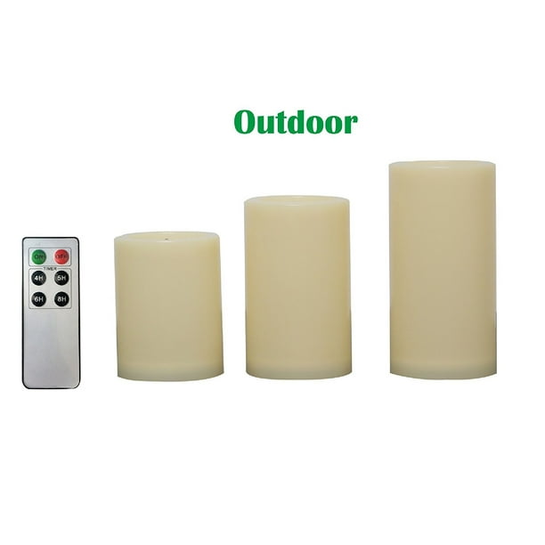 Candle Choice 3 PCS Outdoor Flameless Candles with Remote and Timer