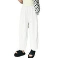 thumbnail image 2 of PNTUTB Ladies' Summer Thin Casual and Comfortable Ice Silk Side Pocket Wide Lazy Haren Pants Long Pants, 2 of 5