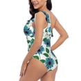 thumbnail image 4 of Picia Blue Sunflowers Pattern Women's One Piece Swimsuits,One Shoulder Swimwear Asymmetric ,Ruffle Monokinis Bathing Suits,High Waisted Flattering Bathing Suits-XX-Large, 4 of 8