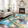 thumbnail image 2 of 5'x8' Area Rugs, Christmas Snowman Coastal Indoor Outdoor Area Rug for Living Room Bedroom, Xmas Blue Beach Washable Bathroom Rugs Kitchen Floor Carpet Mats Home Decor Aesthetic, 2 of 8