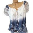 thumbnail image 3 of Blusa Camisa estampada de manga corta con cuello en V Blusa suelta Mujer Top de verano, Blanco, XXL Scienceny AP001925-29, 3 of 7