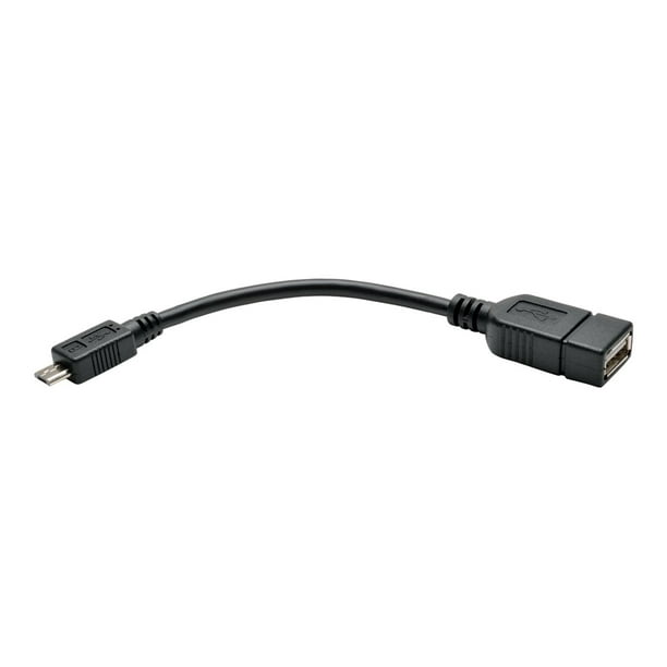 Eaton Tripp Lite Series Micro-USB Micro USB USB (F) B (M) to USB OTG Host Adapter Cable, 5-Pin Micro USB B to USB A M/F, 6-in. (15.24 cm) - Câble USB - Type vers - USB OTG - 5.9 in - Noir