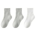 thumbnail image 4 of 3 Pack Boys & Girls Crew Socks Juniors Kids Toddlers Casual Solid Multipack Moisture-Wicking Athletic Workout Ankle Boot Sock, 4 of 8