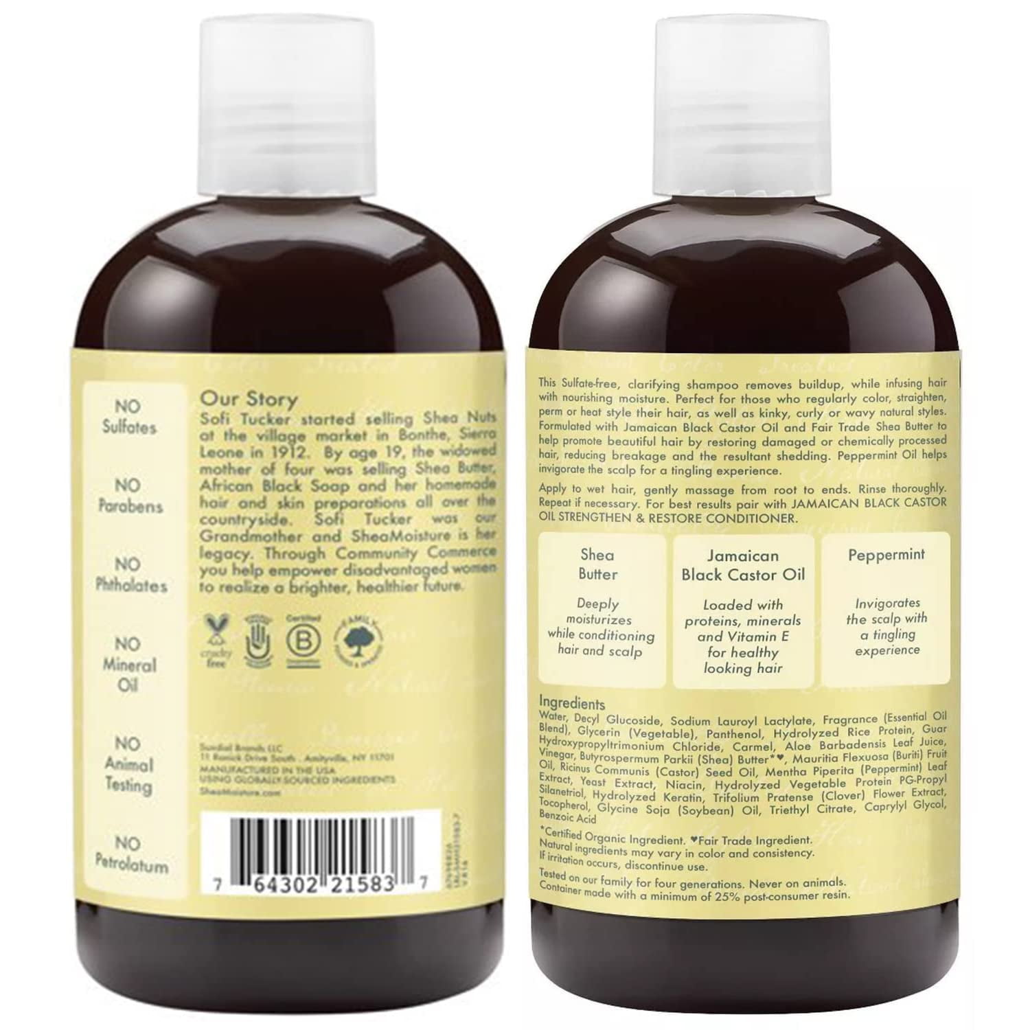 6 Pack - Shea Moisture Jamaican Black Shampoo Strengthen and Grow, 13 oz