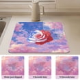 thumbnail image 4 of Dish Drying Mat Absorbent Dish Drainer Kitchen Counter 15.7x11.8inch Dish Drying Pad for Countertops Sinks Draining Racks Rose with Flag Pattern, 4 of 9