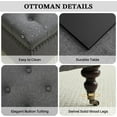 thumbnail image 4 of Square Storage Ottoman Coffee Table Tufted Upholstered Large Ottoman with Storage and Rolling Wheels Oversized Footrest Ottomans for Living Room, Dark Grey Linen, 4 of 14