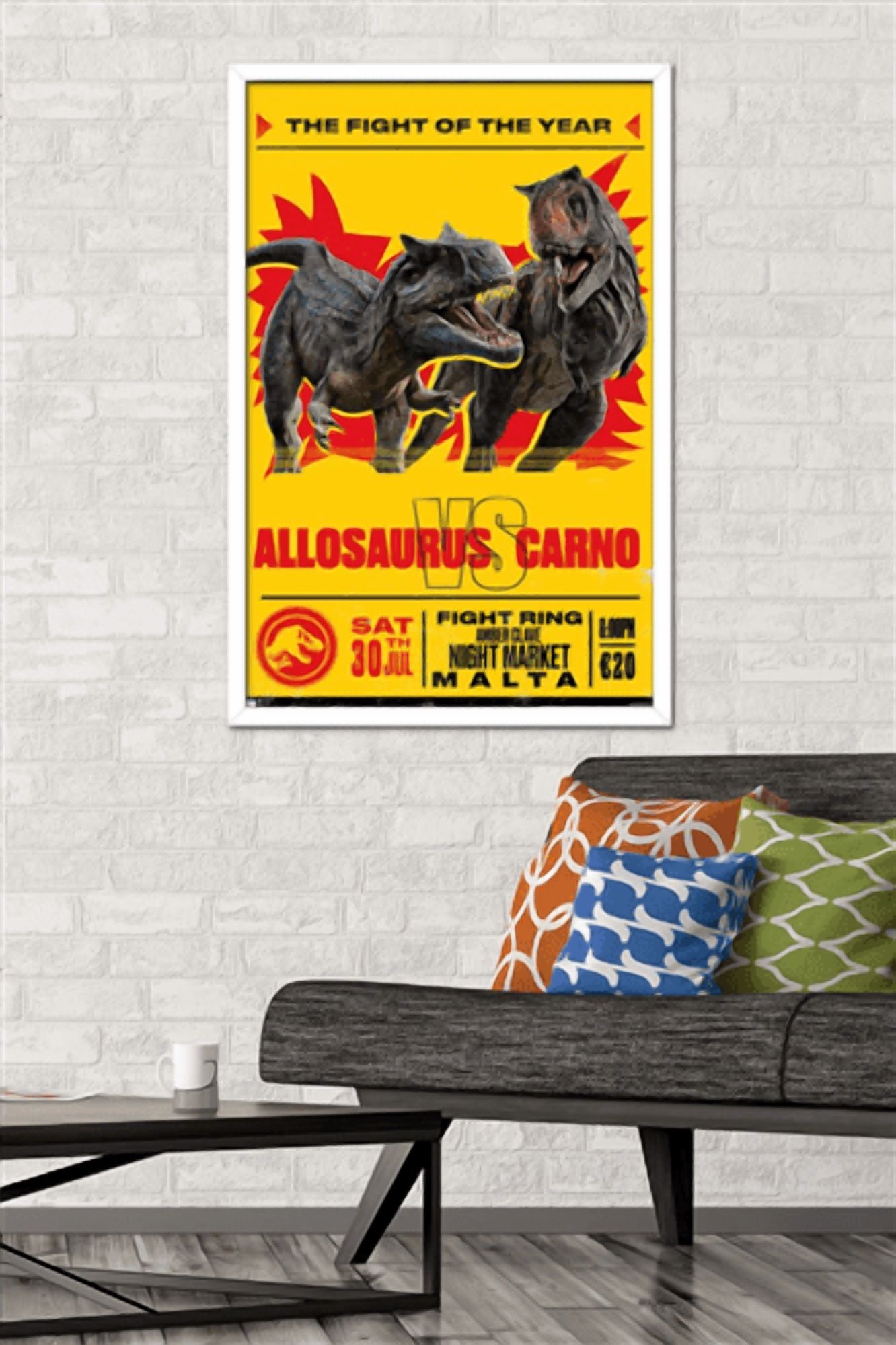 Jurassic World: Dominion - Allosaurus Vs Carno Wall Poster, 22.375" x 34" Framed