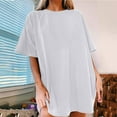 thumbnail image 3 of Mittory Women's Oversized T Shirt Crewneck Solid Short Sleeve Baggy Cotton Tees, 3 of 8